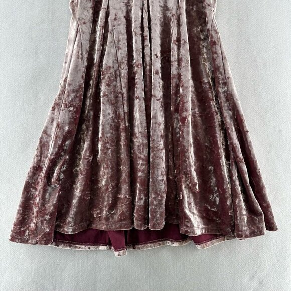 American Eagle Outfitters Dress Sz XS Crushed Velour Skater Mini Sleeveless Pink - Picture 6 of 12